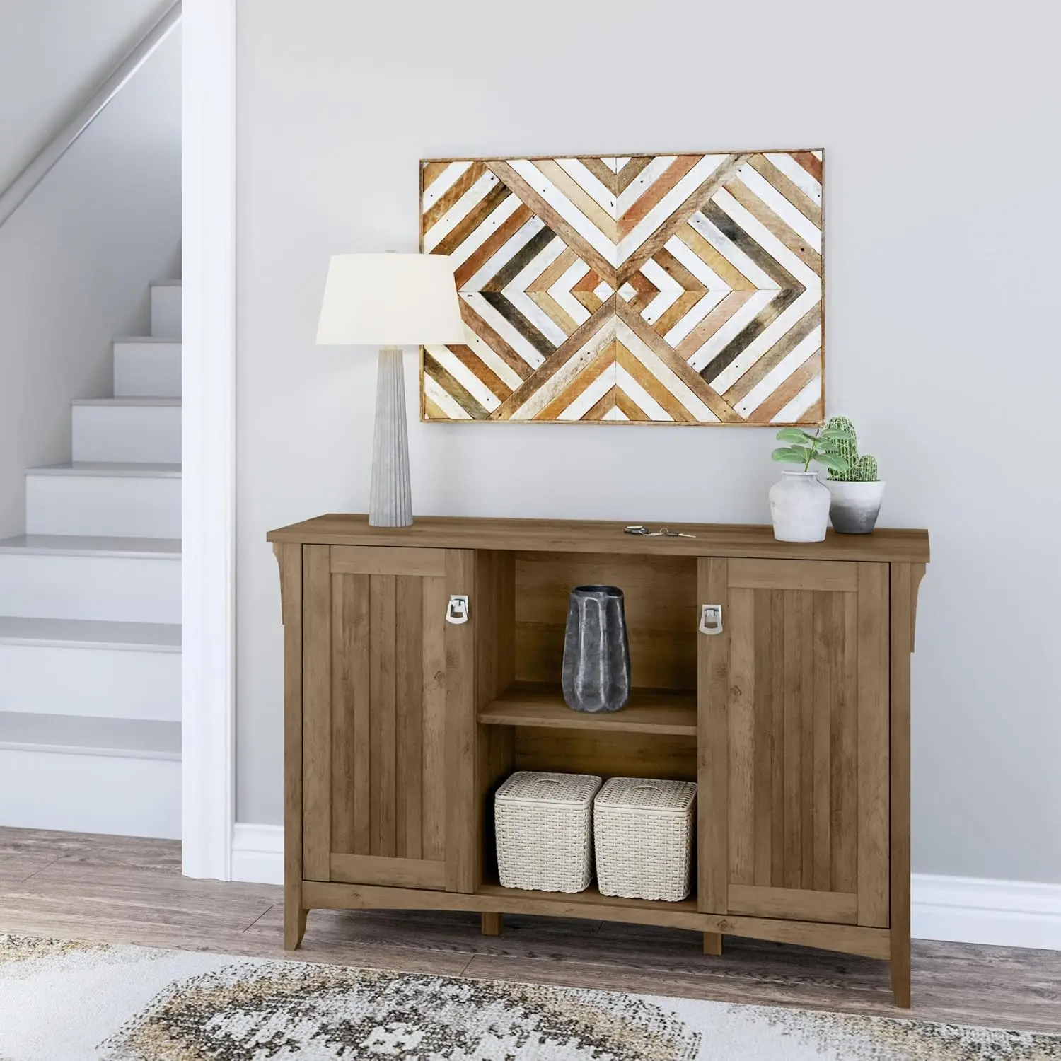 Bush Furniture Storage Cabinet with Doors in Reclaimed Pine