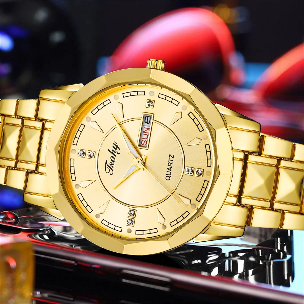 Часы наручные мужские классические, великолепная атмосфера, прочные деловые спортивные с двойным календарем и стальным ремешком, для отдыха