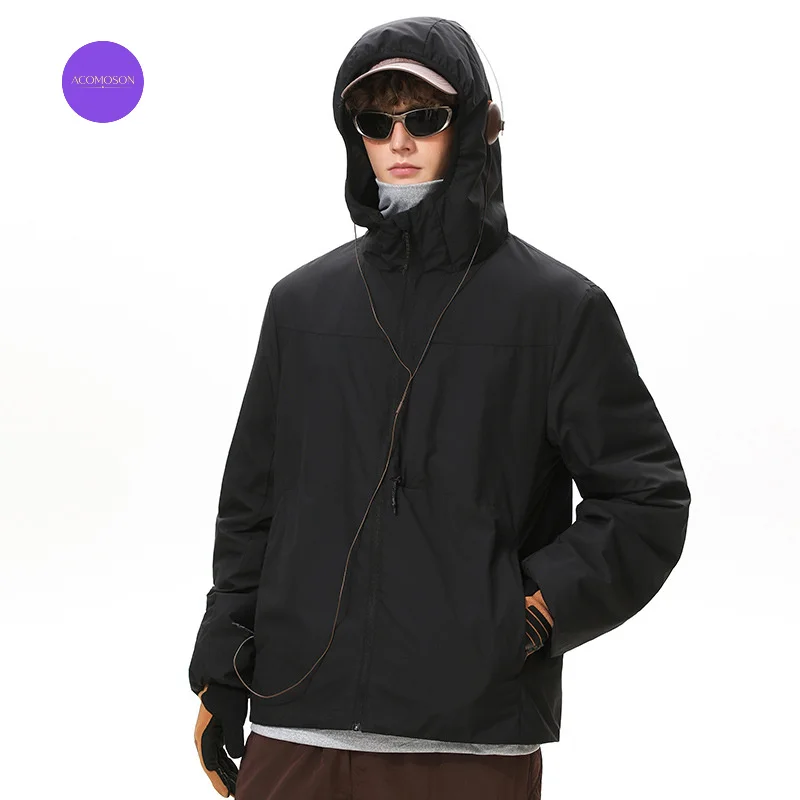 ACOMOSON EU US Size Men'S Clothing Men Winter Warm Jacket Lightweight Windproof Waterproof Travel Holiday Padding Coat