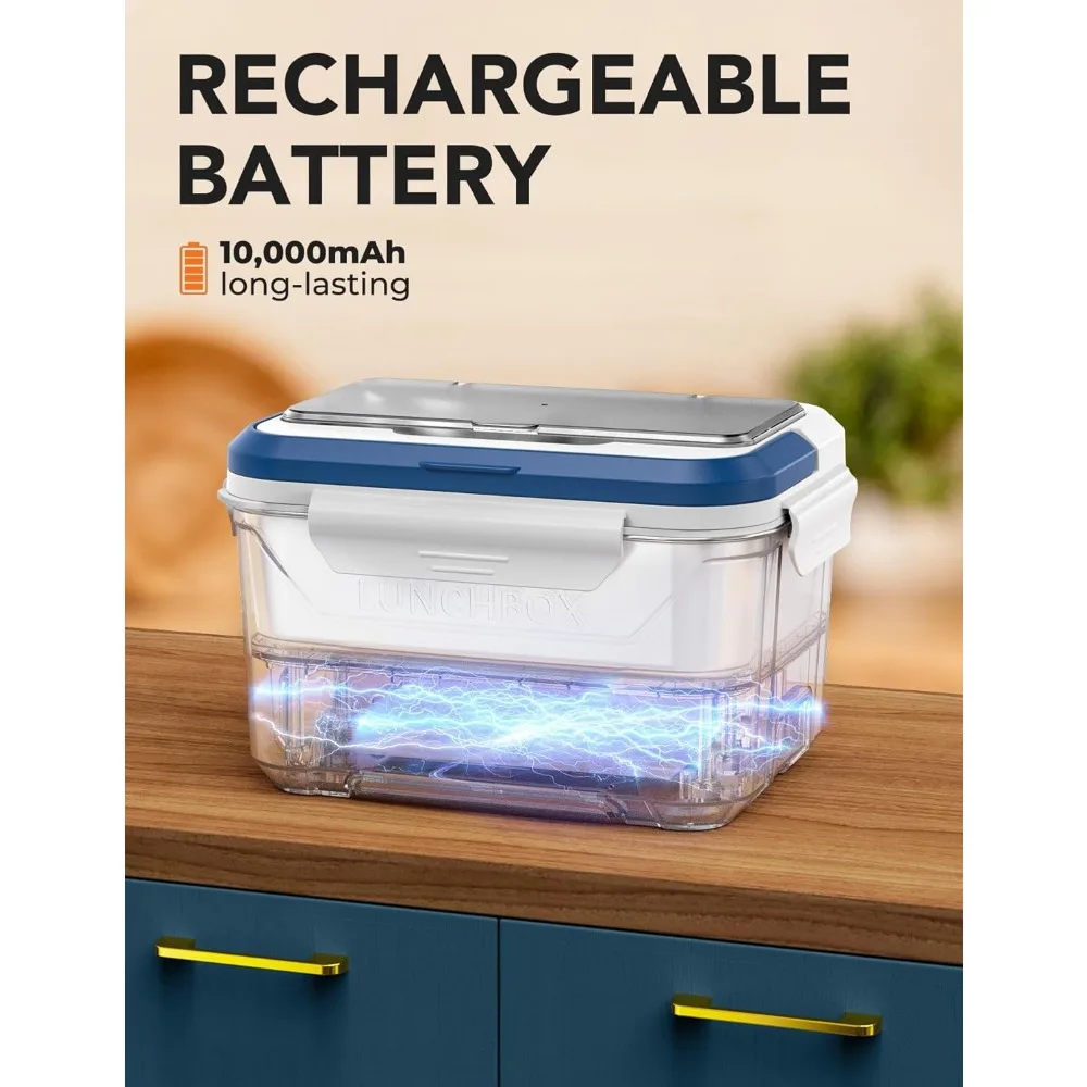 Cordless Electric Lunch Box with Auto Heat, 5.5 Cup Capacity, Removable Divider for Portable Food Warming