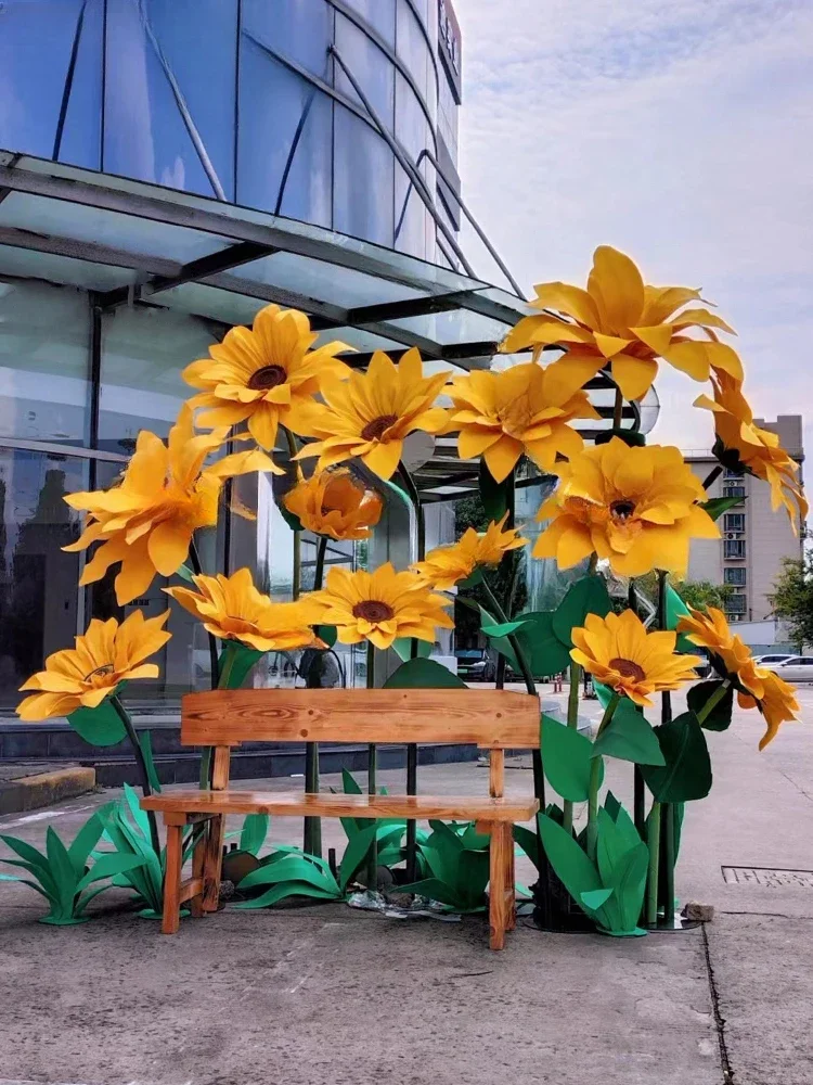 

Super-giant sunflower props layout and decoration simulation paper art flower photo punching