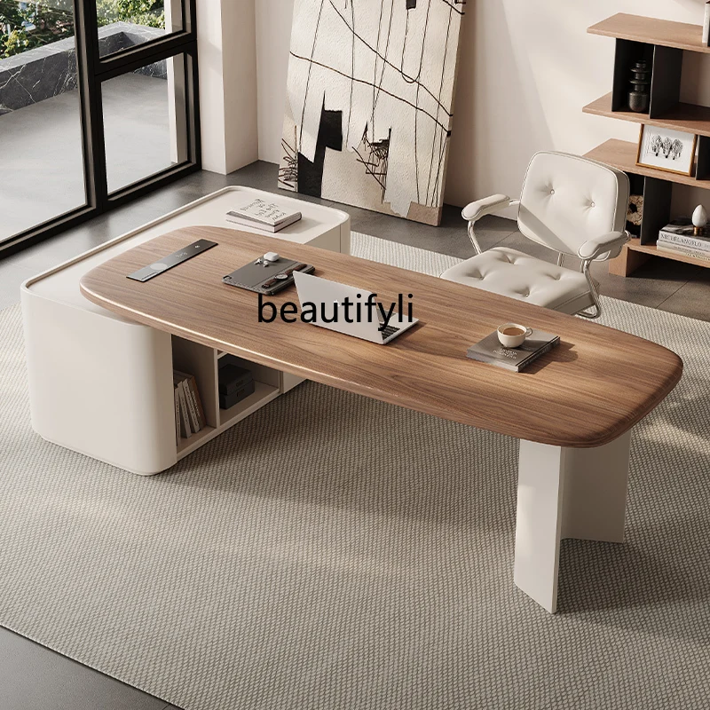 

Solid wood cream style desk high-end medical beauty consultation table modern simple computer desk designer