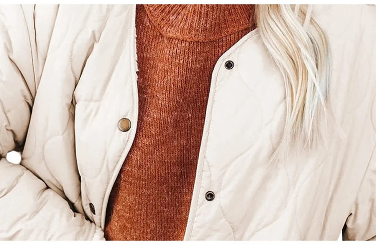 2024 giacca imbottita trapuntata a maniche lunghe Casual tinta unita cappotto corto Parka giacca giacca moda donna invernale da donna