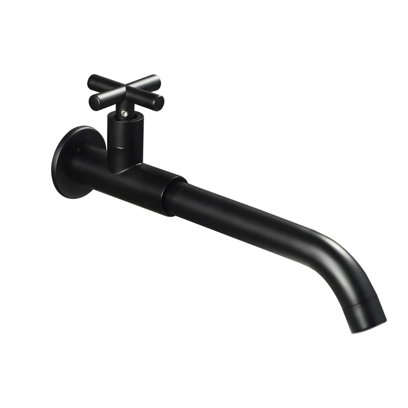 

4-point black ins wind extended single cold mop pool bathroom basin splash proof bathroom wall copper faucet