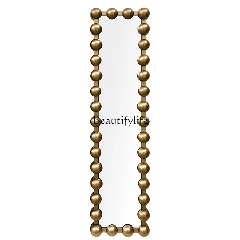 

French retro full-length mirror, entrance fitting mirror, full-body wall-mounted square makeup mirror