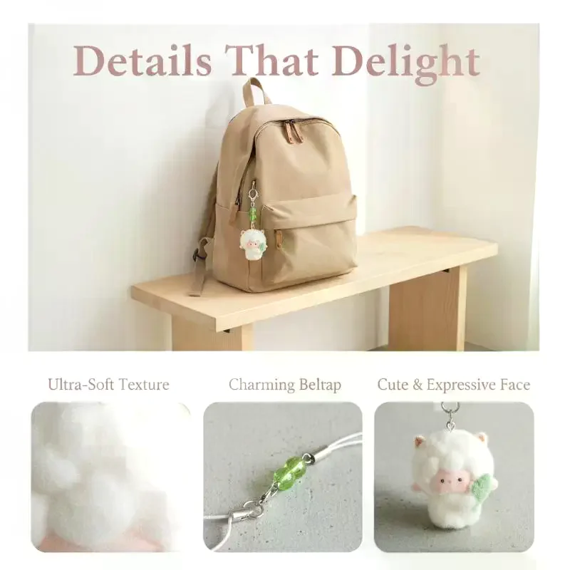Cute Flocking Sheep Keychain For Women: Mini Lamb Doll Pendant DIY Handmade Bag Charms Phone Strap Car Gifts