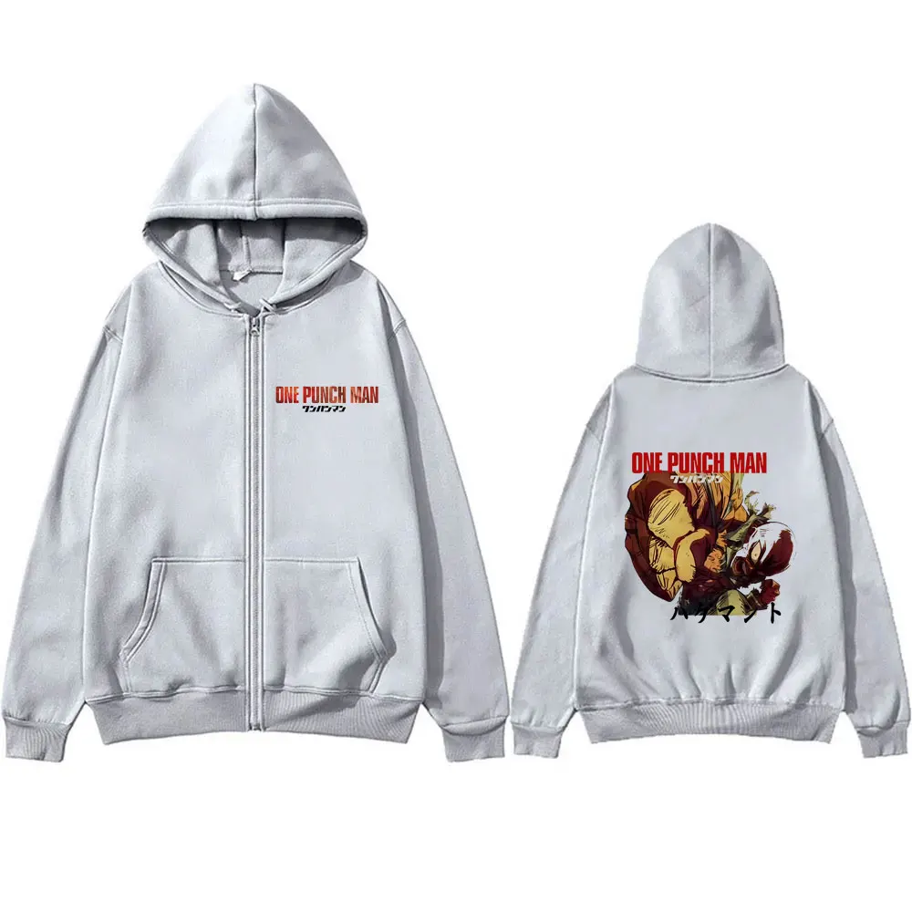 

Anime One Punch Man Saitama Graphic Zipper Hoodie Men Women Clothing Cartoon Manga Zip Up Jacket Male Casual Oversized Hoodies
