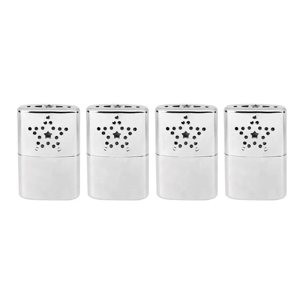 4pcs Stainless Steel Reusable Hand Warmers Heaters With Silver