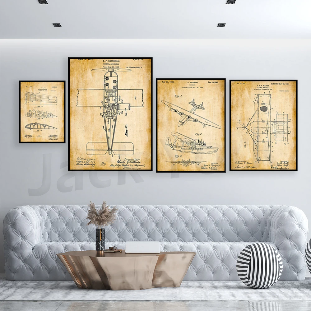 Airplane Patent Print|  Art Print| Vintage Poster Wall Decor| Art Canvas| Wall Poster| Wall Art Prints| Wall Prints