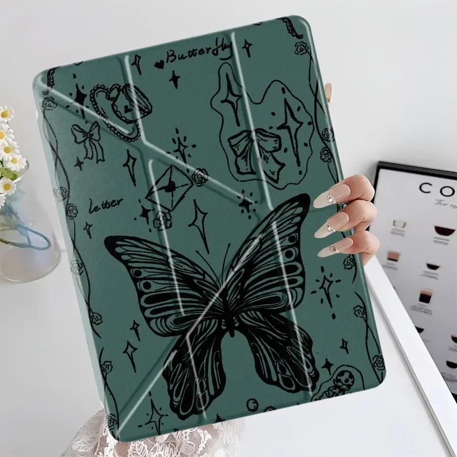 

Чехол для планшета iPad Air 4 5 M3 M2 1 2 M4 11 дюймов Pro 11-го 10-го 9-го 8-го 7-го поколений, 12.9 дюймов Pro 2025, Mini 6 7, с Y-образным держателем-подставкой