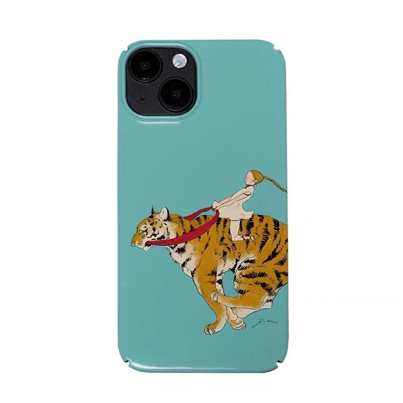 

Ins Yellow Tiger Riding Girl Case for IPHONE 17 16ProMax 15 14 13 12 11 PRO Plus Acrylic TPU Two in One Magnetic Phone Cases