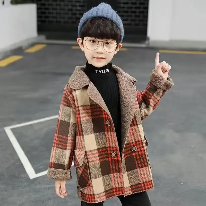 

Kids Winter Clothes Boys Wool Coat Casual Autumn Plaid Warm Children Outwear Toddler Winter Coat Boys Jacket 2-8 Years Old