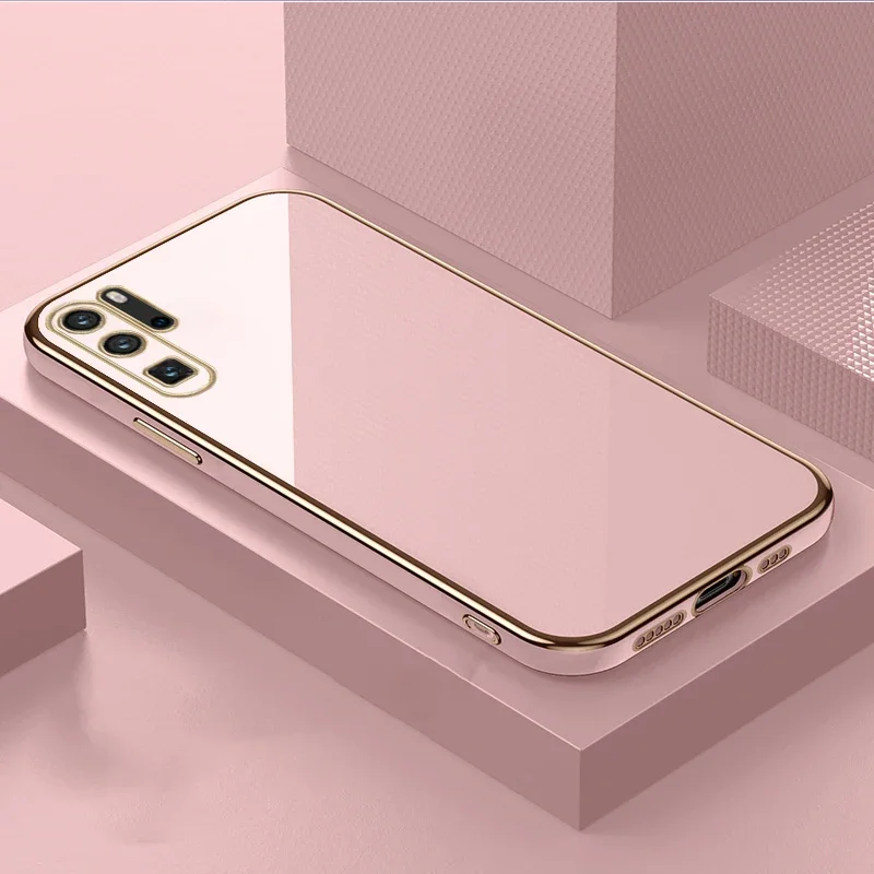 Glossy Plated Phone Case For Huawei P30 Lite P20 P30 Pro Mate 20 20X Nova 7 7i 7SE 8 9i Y9S Y7A Honor50 Silicone Protector Cover