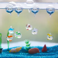 Camal 1PCS Floating Glass Bubble Ball With Luminous 20mm Whale Mini Figurine Pendant Aquarium Fish Tank Landscaping Decoration