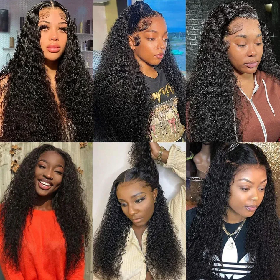 250% 30 38 Inch Transparent 13x6 Lace Front Wig Water Curly Human Hair Wigs Deep Wave Brazilian Lace Frontal Wigs For Women