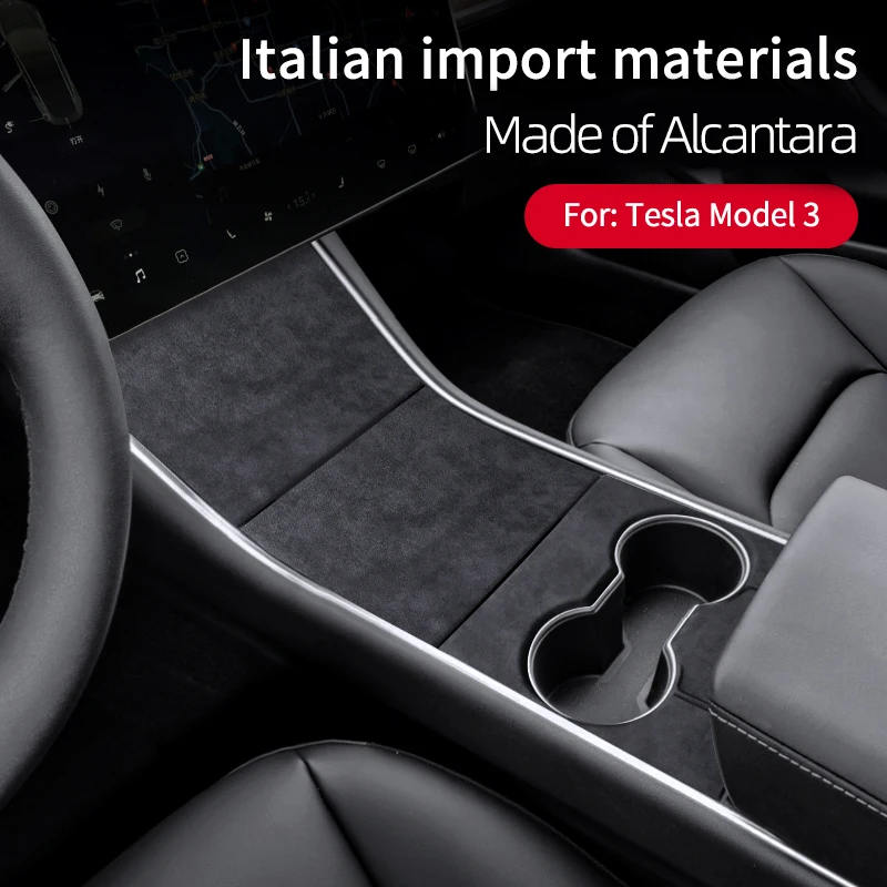 

For Tesla Model 3 2017-2020 Alcantara Car Central Console Gear Shifter Panel Modifed Decorative Cover Pad Sheath Shell Sticker