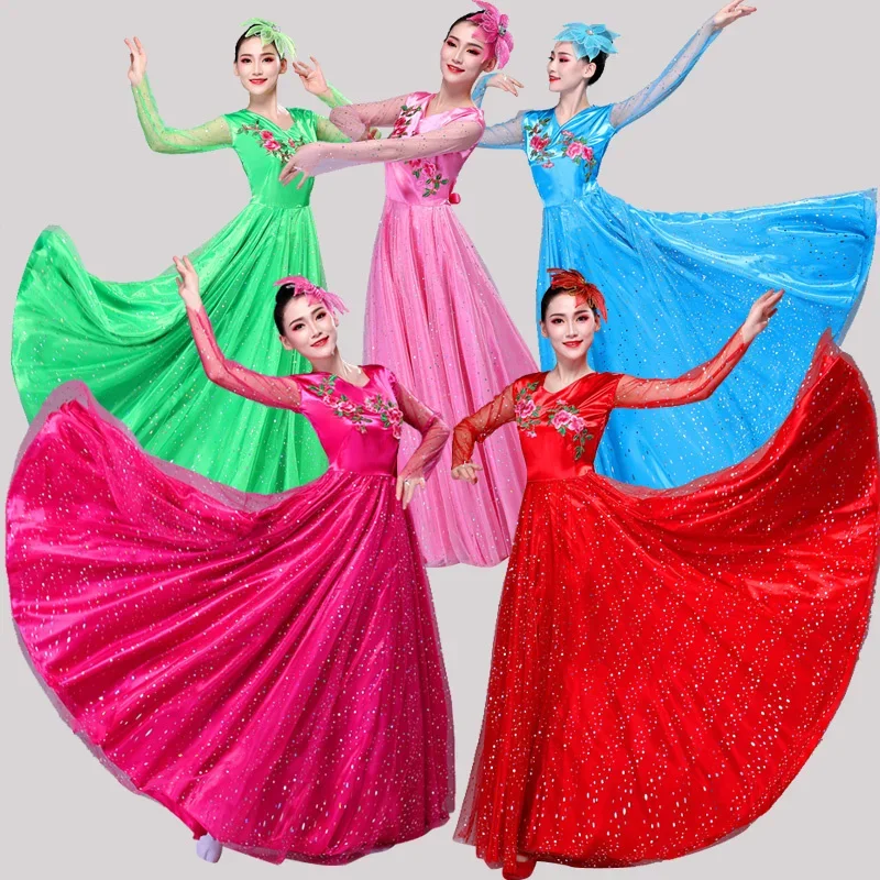 180-720 Spanish Full Swing Angle Flamenco Skirt Modern Adult Women Dance Dress Belly Stage Performance Wear Ballroom Costume