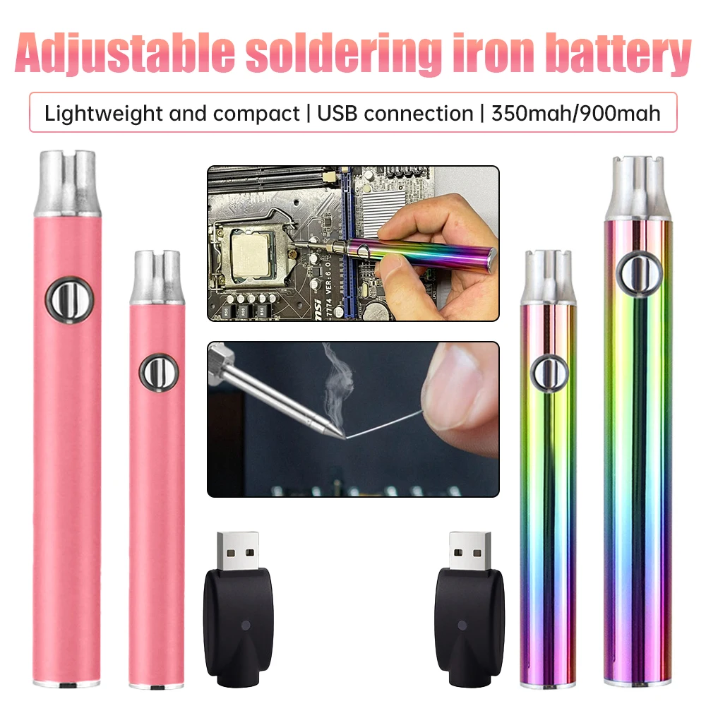 350mah 900mah 2.6V 4.0V Pen Shaped Button Battery Battery Pole Electric Soldering Iron Battery 510 Preheating Battery Pink Color