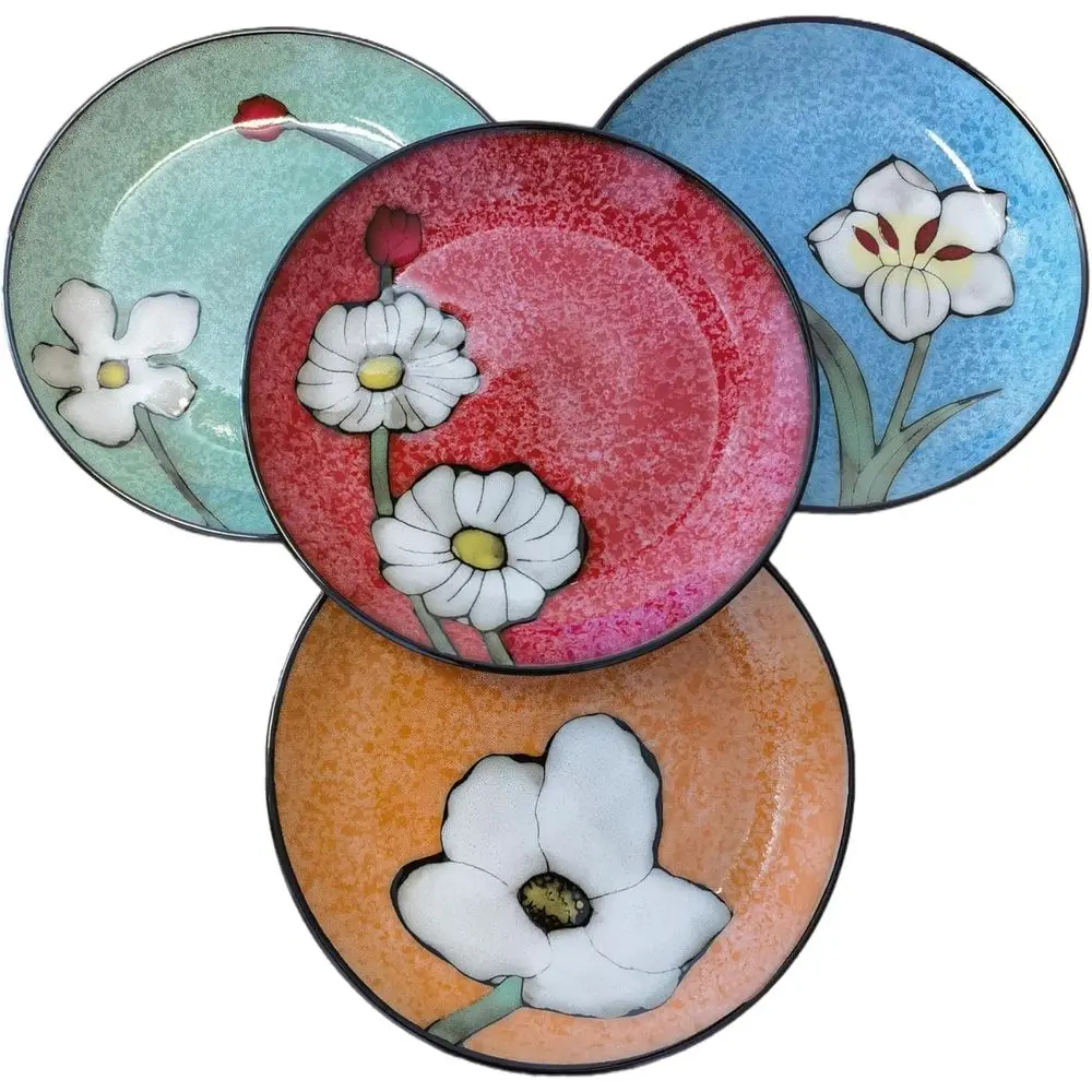 

Ceramic Plates For Kitchen, 8 in - Plates Set of 4 - For Salad,Steak,Dessert,Bread, Pasta,Appetizer, Serving etc - Dishwasher, M