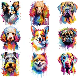 9-Pcs watercolor animals Iron-On Transfer Stickers,Design Decals Heat Pressed Decals,for DIY Clothing denim heat transfer film