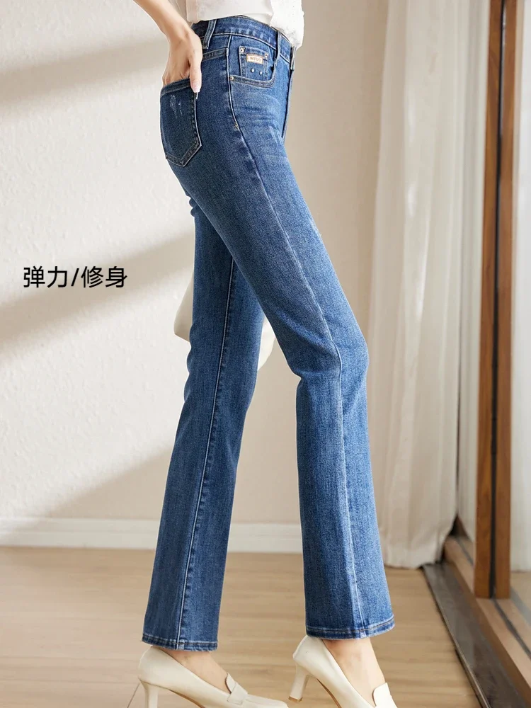 Imagem -06 - Vimly-calça Jeans Alarga de Cintura Alta Feminina Calça Skinny Vintage Stretch Calças Slim Fit Roupa Feminina Novo Primavera Outono 70711 2023