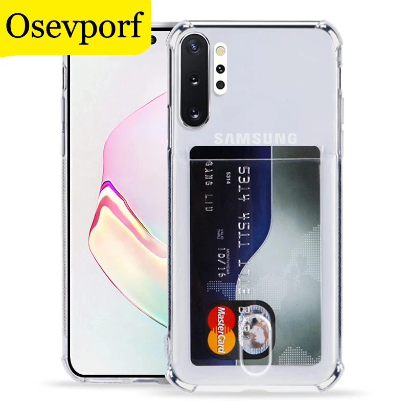 Clear Transparent Card Slot Case for Samsung S8 S9 S10 Lite S20 Ultra Shell Back Cover for Galaxy A71 5G A51 A21 A20E J4 J6 Capa