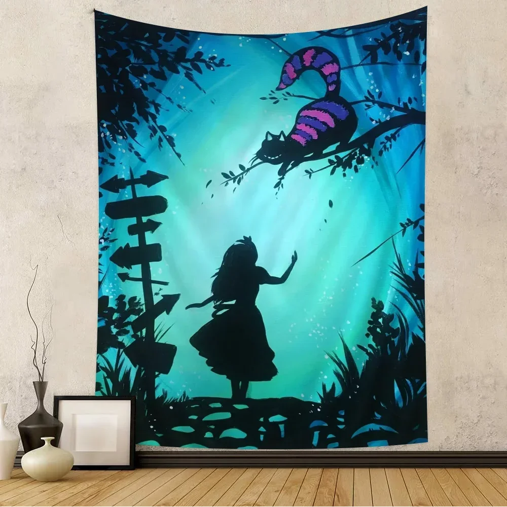 A-Alice in Wonderlands Cartoon Tapestry Wall Hanging Decoration Household Home Decor