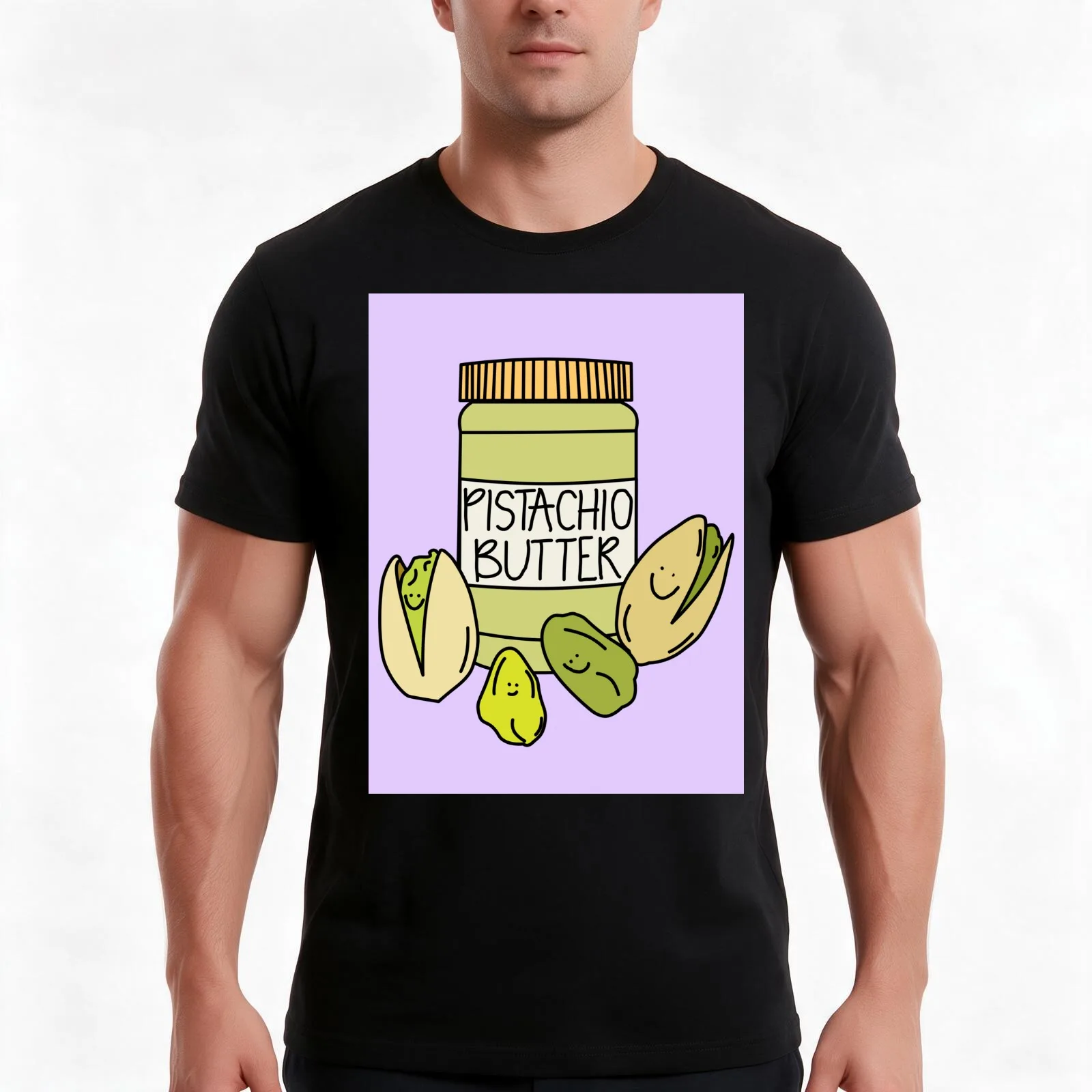 Pistachio Butter T-Shirt, Summer Casual Cotton Tee, Oversized Streetwear Tops, Vintage Graphic Print, Loose Fit Short Sleeve