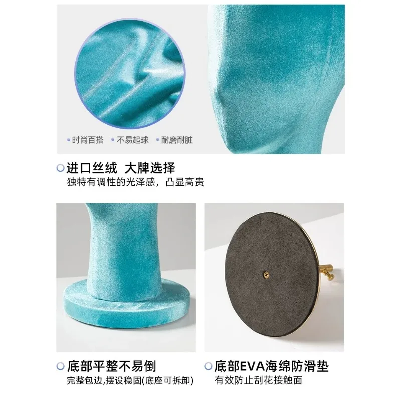 Color Velvet Fabric Cover Female Mannequin Head/Hand For Hat Wigs and Jewelry Display