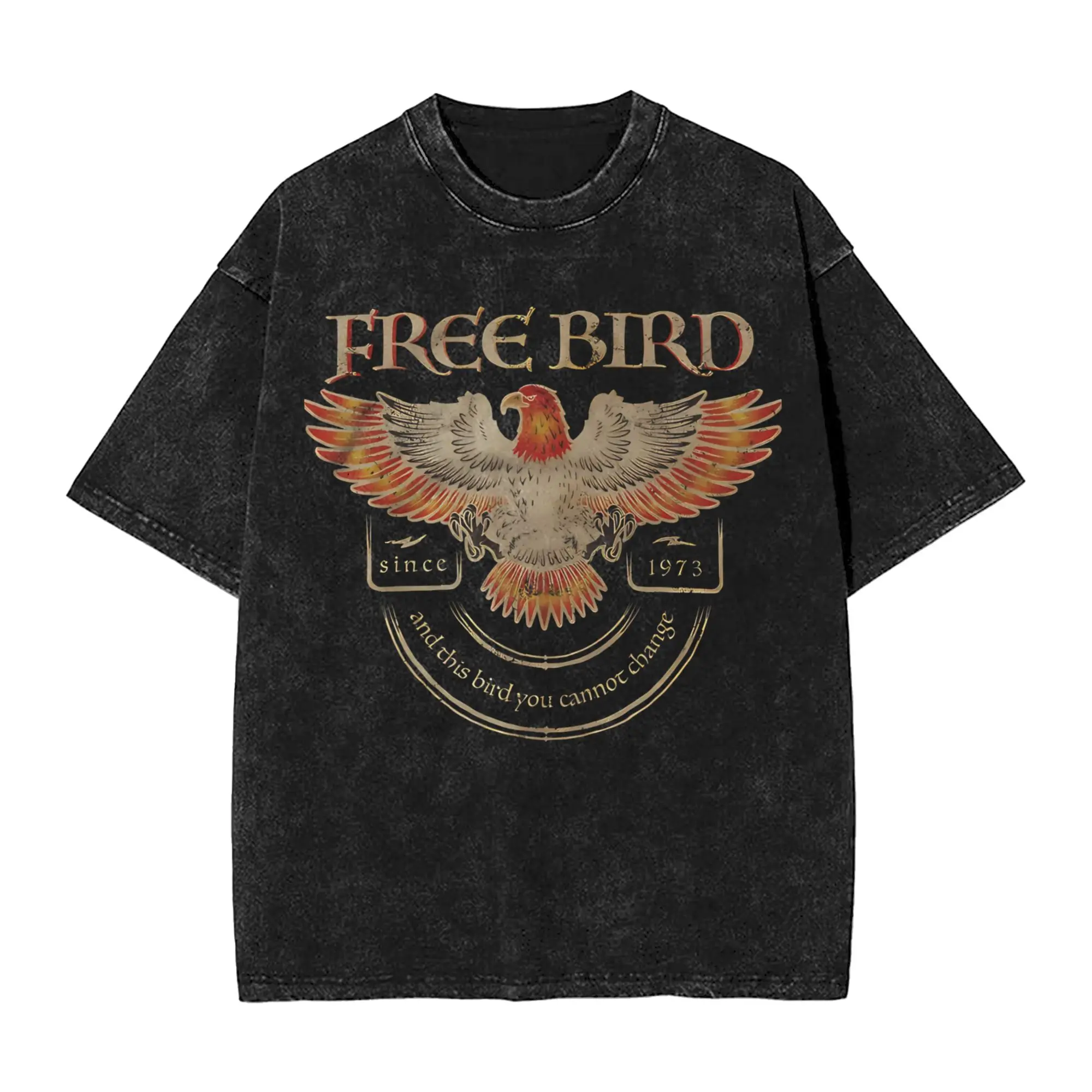 

Lynyrds Skynyrds Free Bird Vintage rock band T Shirt Hip Hop Washed Short Sleeve Oversize T-Shirts Retro Men Women Streetwear