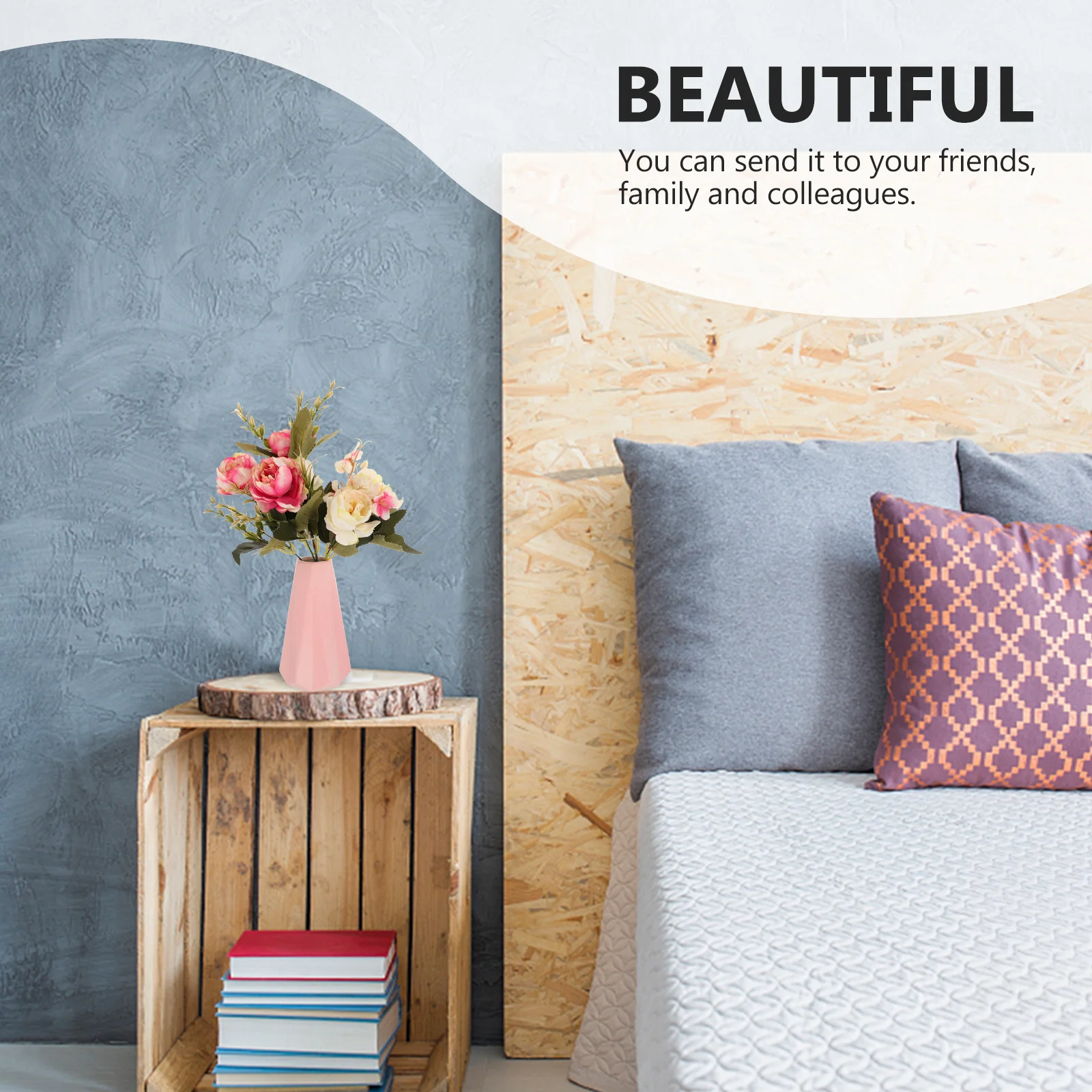 

Pink Color Ceramic Flower Vase Creative Simple Elegant Planter for Office Balcony Desktop Home Decoration and Cactus Plant