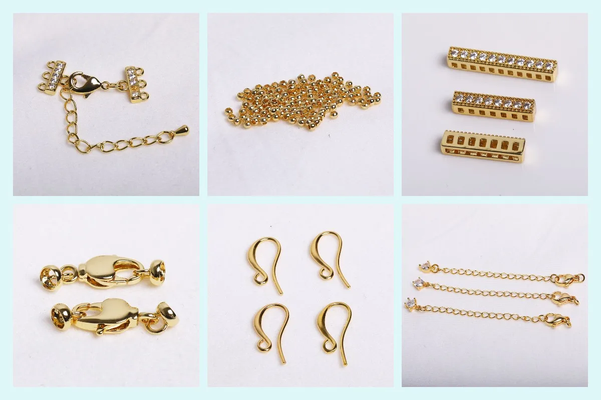 DIY-Ohrring-Herstellungszubehör, 18 Karat vergoldeter Ohrdraht, Ohrringe, Kabelkette, Ohrfaden mit Mitte, U-Stab und offenem Ring – Detail 22