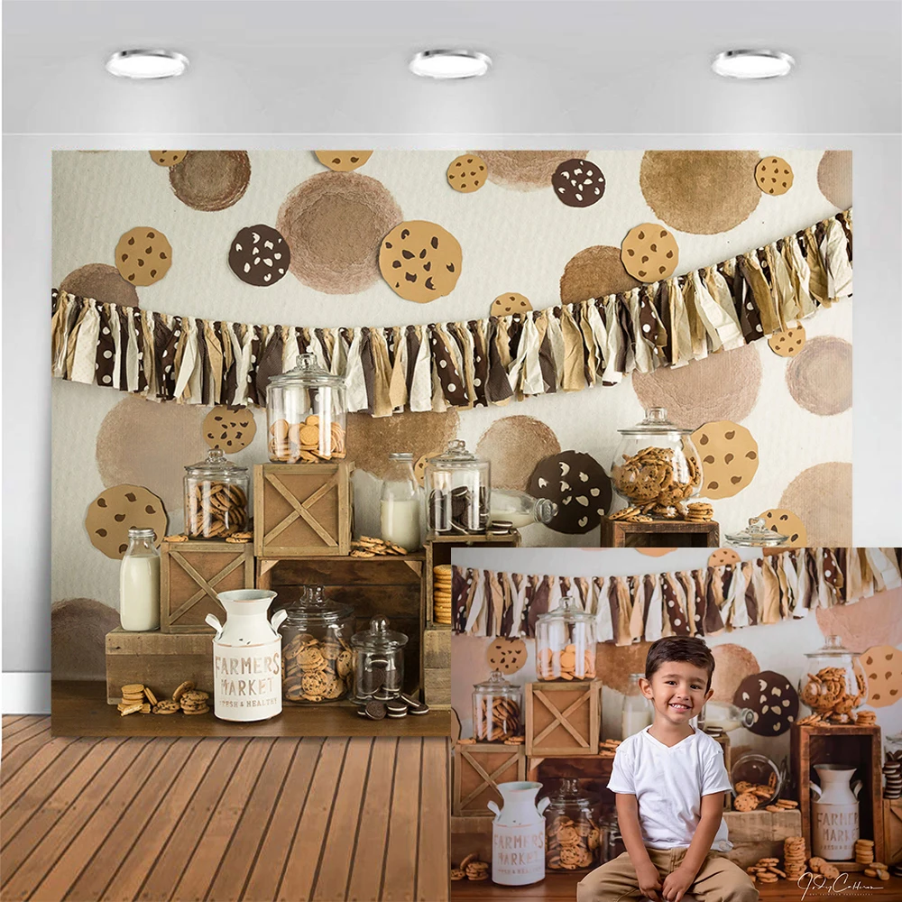 Monster Cookies Photo Background Vintage Donut With Balloons Photography Backdrop Birthday Cake Smash Photo Studio Props