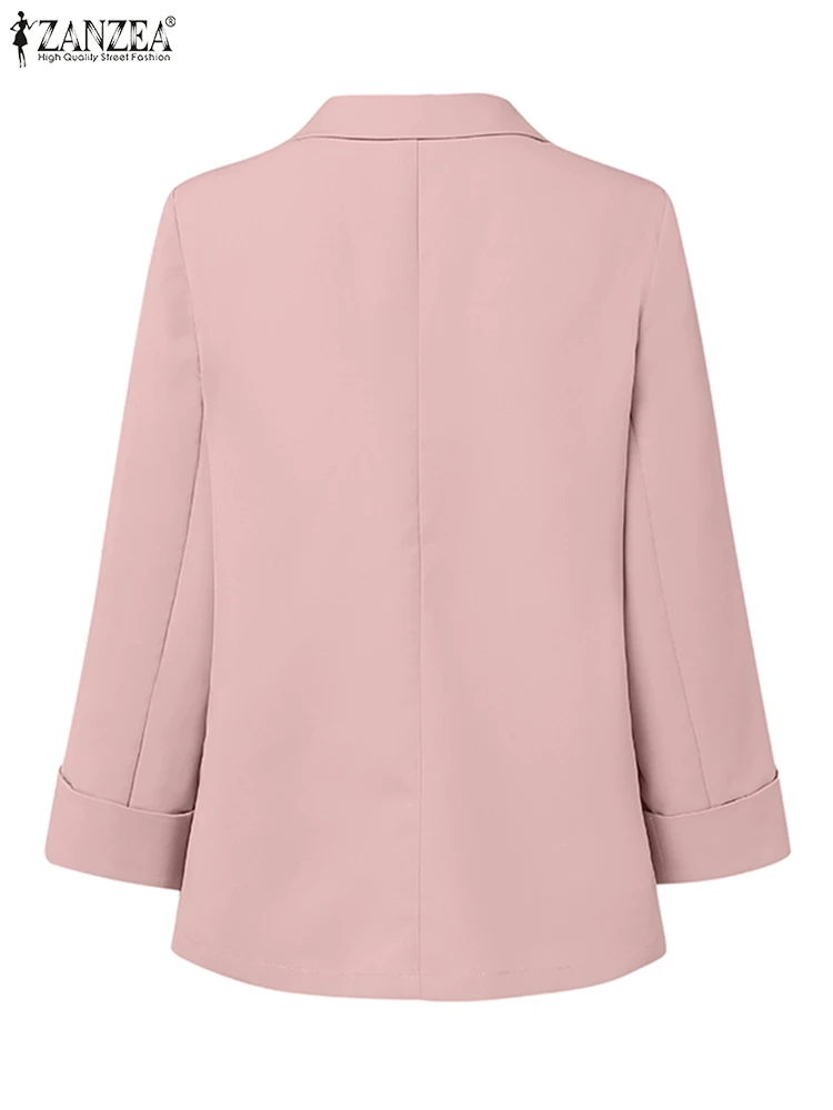 ZANZEA-Blazer de bureau à manches longues pour femmes, Blazer mince, Décontracté, Solide, Avocat, Mode, Automne, Col en Y, 2024