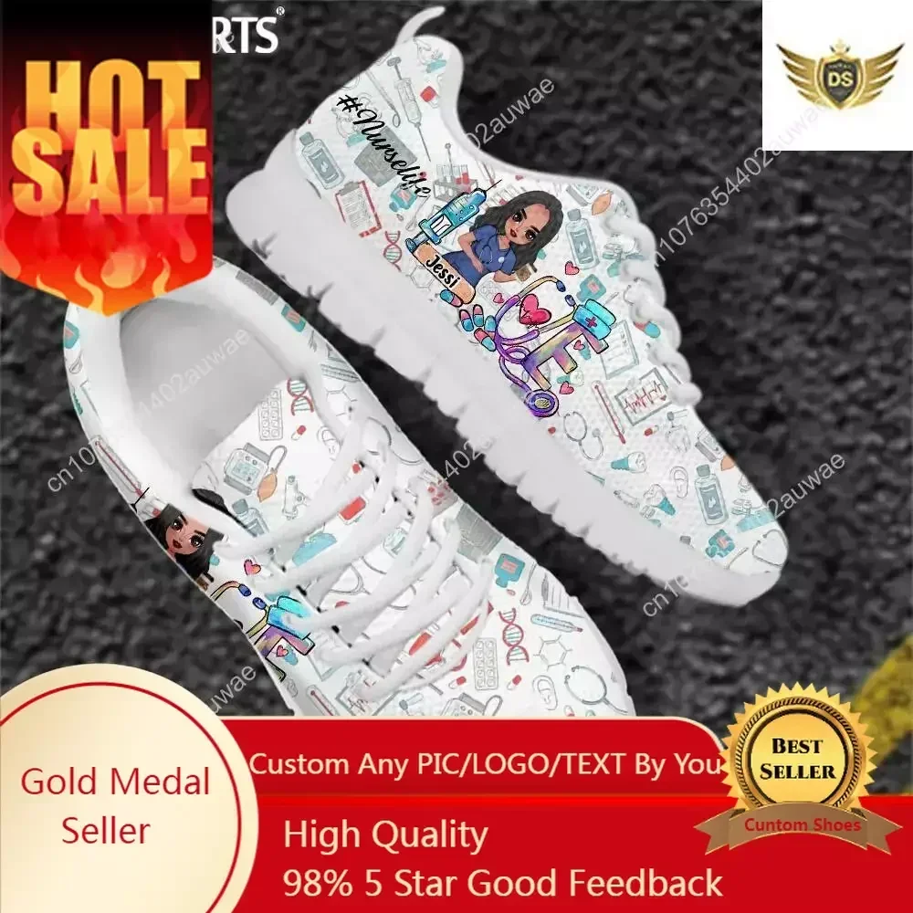 

Cute Cartoon Nurse Shoes Paramedic Nursing Shoe For Women Female Running Sneakers Light Mesh Flats Girls Footwear
