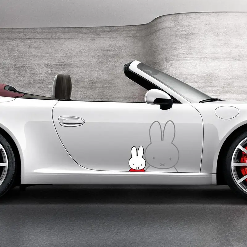 Miffy Rabbit-pegatinas creativas de Anime, calcomanías impermeables para coche y motocicleta, decoración de puerta/equipaje, arte de pared autoadhesivo de dibujos animados