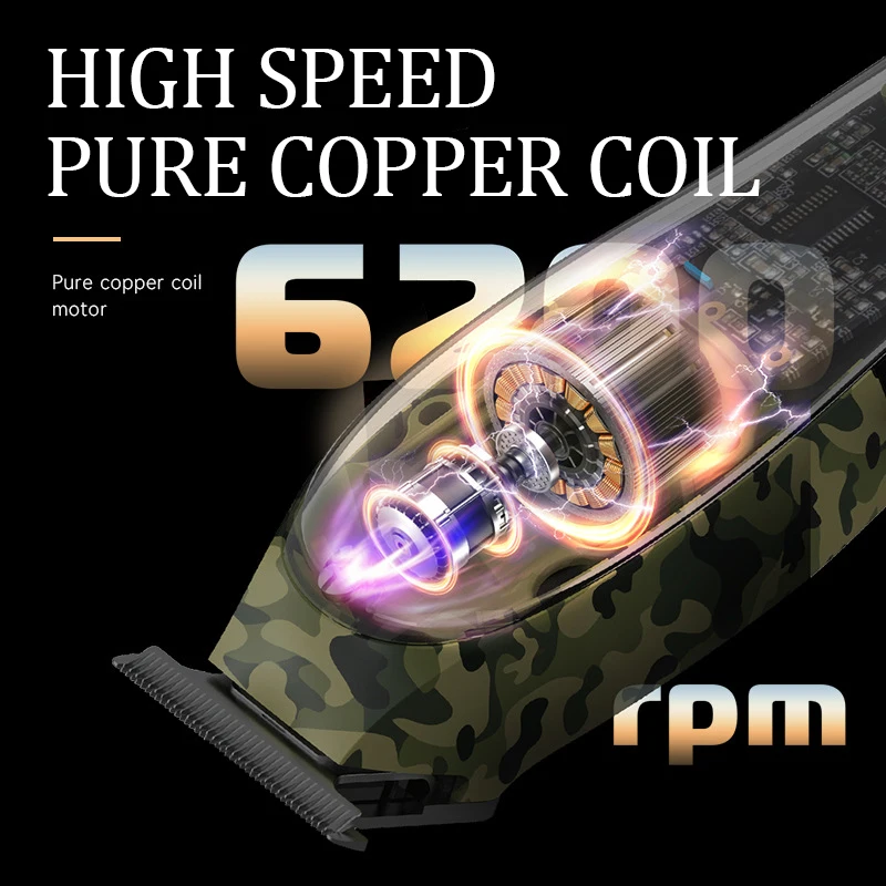 Kemei 남성용 투명 바디 전기 헤어 클리퍼, 전문 무선 트리머, LCD 디스플레이, 헤어 커팅 머신, KM-1928