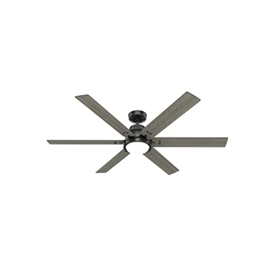 

60 inch indoor ceiling fan with LED light and remote control for bedroom or living room, matte black metal, quiet operation, 6