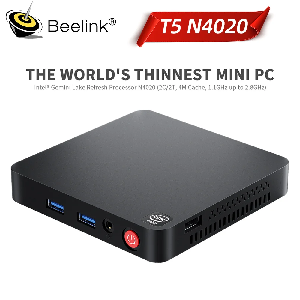 Beelink T4 Pro Mini PC Intel Celeron N3350 2.4GHz Win10 Pro Key Desktop 4GB 64GB 2.4/5.8GHz WiFi BT4.0 4K Display Computer