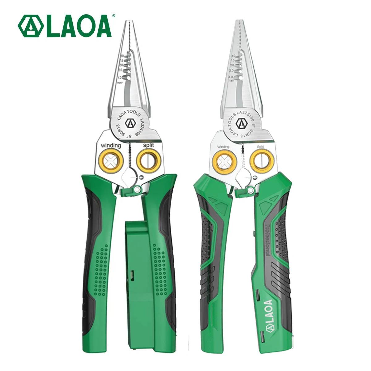 LAOA Stainless Steel Needle-Nose Wire Stripper Multifunctional Electrician Pliers Wire Cutting Pulling Voltage Detection