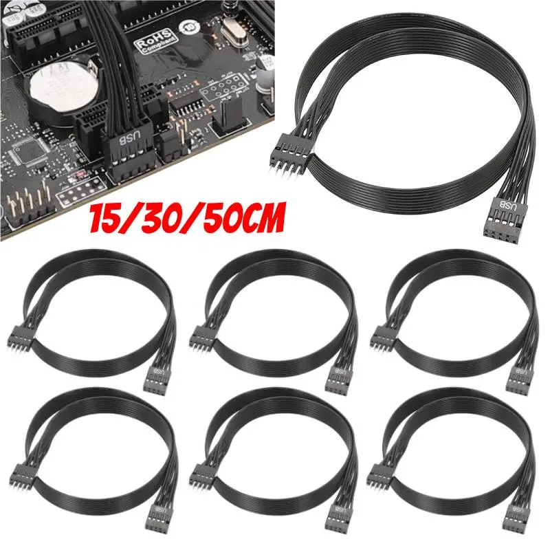 1~10PCS Motherboard Mainboard 9Pin USB 2.0 Male to Female Extension Dupont Data Cable Cord Wire Line 30cm for PC DIY