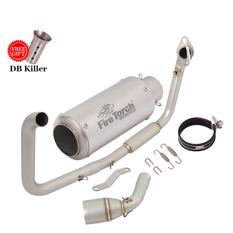 Slip-On For Benelli TNT125 TNT 125 2017 - 2022 Motorcycle Exhaust System Front Middle Link Pipe With 51mm GP Muffler DB Killer