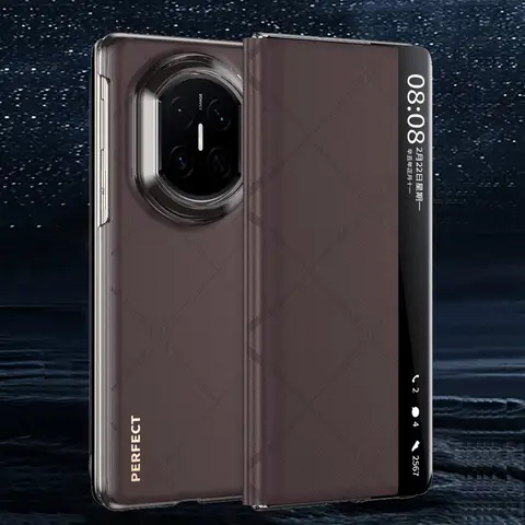 MateX7 Genuine Leather Case For Huawei Mate X7 Case Magnetic Intelligent Window View Flip Cover For Mate X 7 Phone Protector