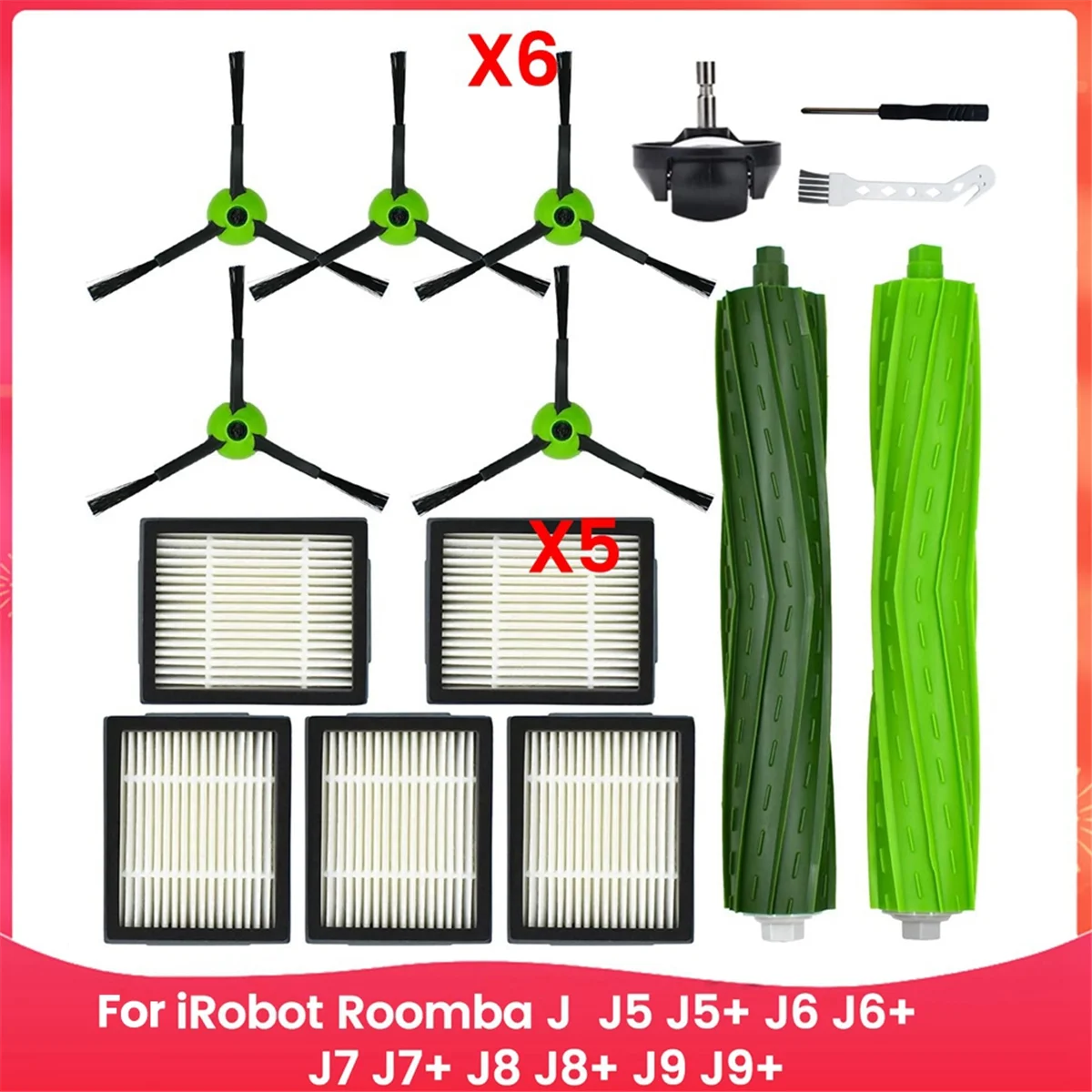 

A78E-For IRobot Roomba J Series J5 J5+ J6 J6+ J7 J7+ J8 J8+ J9 J9+ Robotic Vacuum Cleaner Filter Brushes Accessories