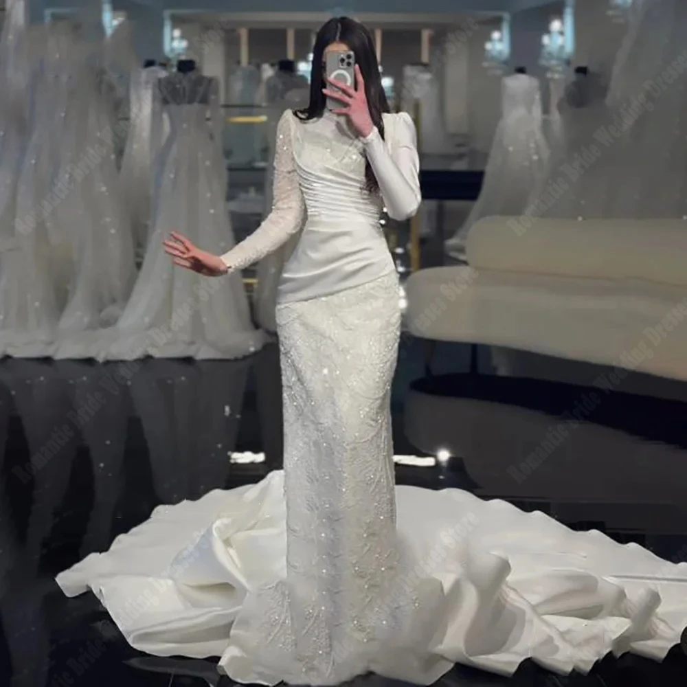 فساتين زفاف نسائية ذات ياقة عالية مثيرة حورية البحر زي العرائس الأميرة التطهير طول مأدبة Vestidos De Novias 2026 مخصصة