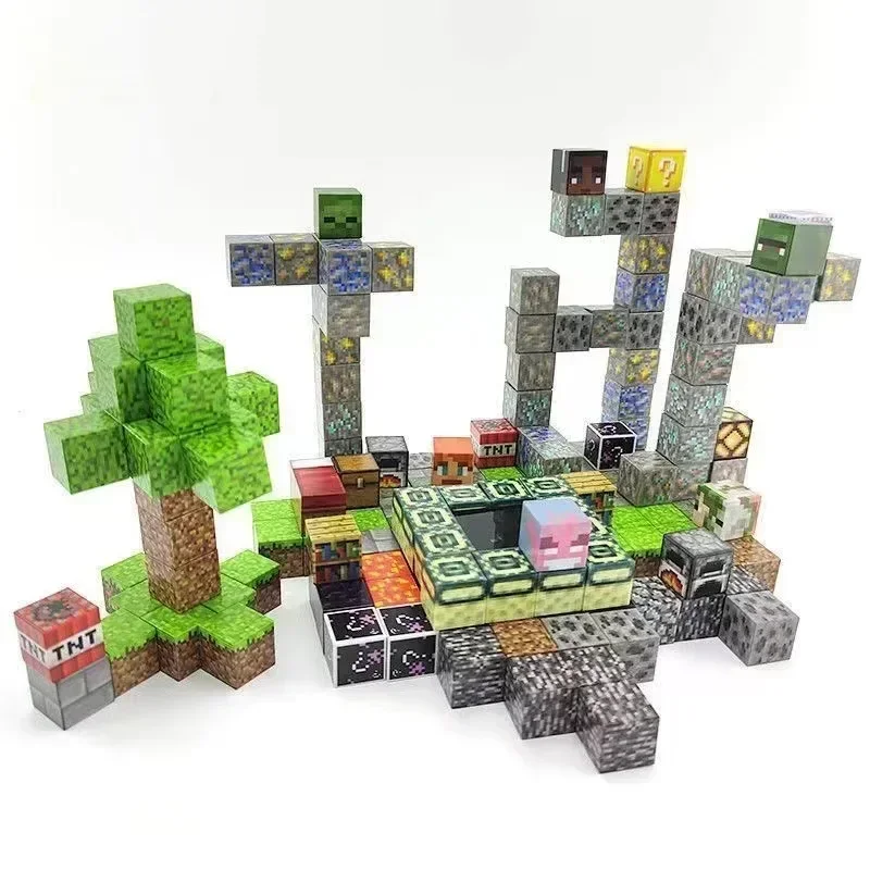 50/peças meu mundo minecraftinglys modelo magnético mini-montagem diagrama blocos magnéticos brinquedos educativos modelo blocos de construção brinquedos