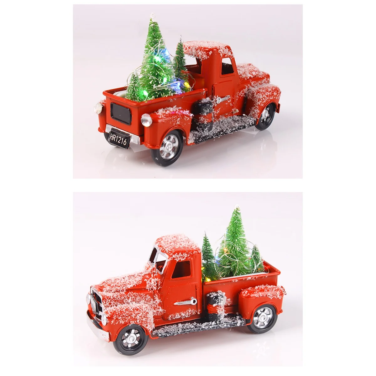HJ-รถบรรทุกสีแดงวินเทจตกแต่งคริสต์มาสรถบรรทุกสีแดงรถรุ่น 6.7 นิ้วโลหะสำหรับตกแต่งคริสต์มาส,A