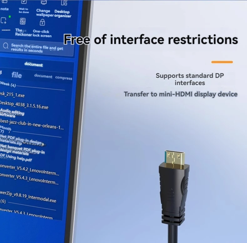 DP zu Mini-HDMI-Kabel 4K Laptop-Grafikkarte an den tragbaren Monitor angeschlossen HD-Video-Verbindungsleitung 4K@60 2K@144 – Detail 3