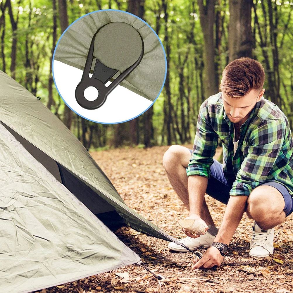 

10 PCS Camping Tent Clip Tents Banner Clips for Garage Door Bungee Cord Tarp Black