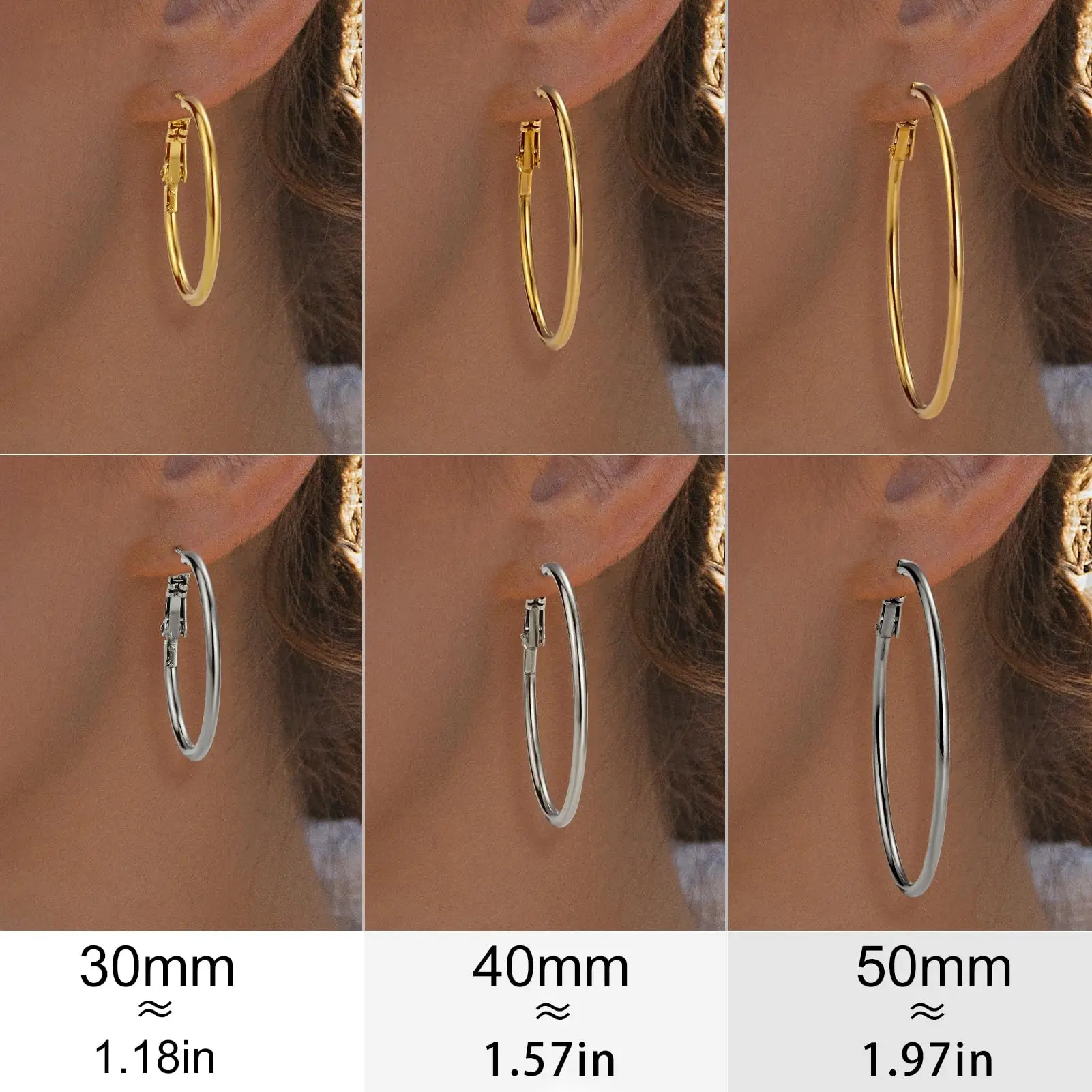 18K Vergoldete Große Creolen Leichtgewichtige Goldene Ohrringe für Frauen 316L Chirurgenstahl-Ohrstecker Leichtgewichtig Hypoallergen – Detail 3